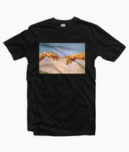 Load image into Gallery viewer, HAHAYULE Summer Fashion Michelangelo Hands Printed T-Shirt Women Tumblr Grunge Graphic Tee Casual Oversize Black Tops