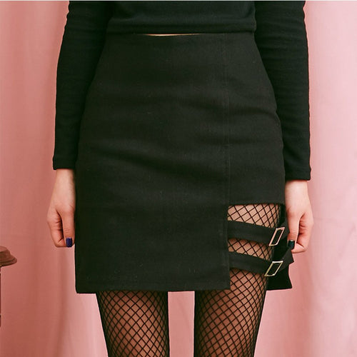 Black Buckled Skirt